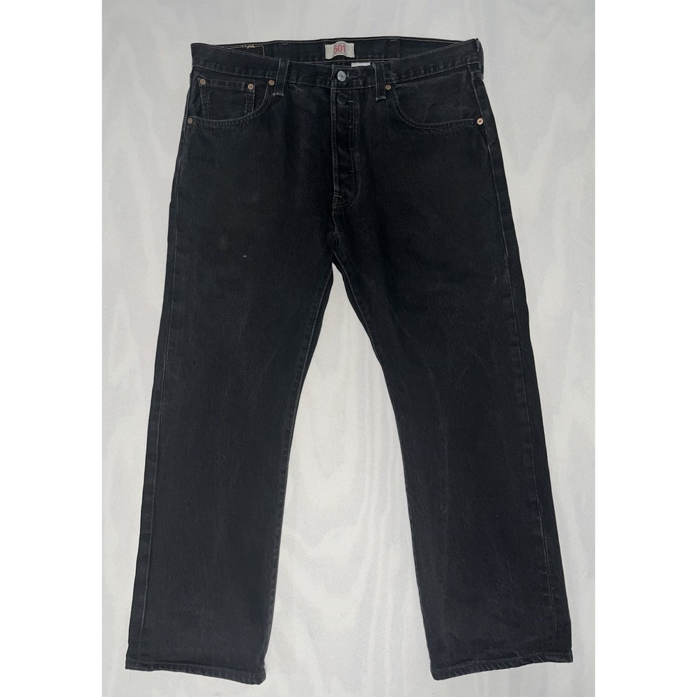 Vintage Levi's 501 Jeans Men Size 38x29 Black Denim Button Fly Made In Egypt
